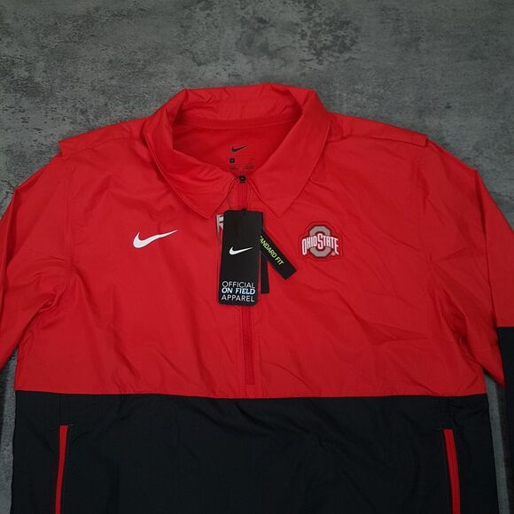 NIKE Ohio State Buckeyes 1/4 Zip Lightweight Coaches Jacket Mens SMALL Red - Picture 4 of 9